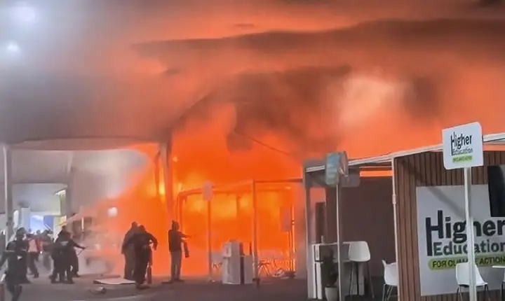 Incêndio atinge pavilhões da COP30 e provoca evacuação da Blue Zone