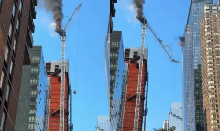 Incêndio em guindaste fecha ruas de Nova York