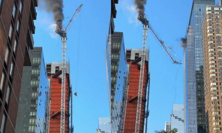 Incêndio em guindaste fecha ruas de Nova York
