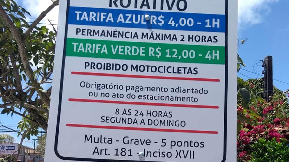 Placa Zona Azul Porto Seguro