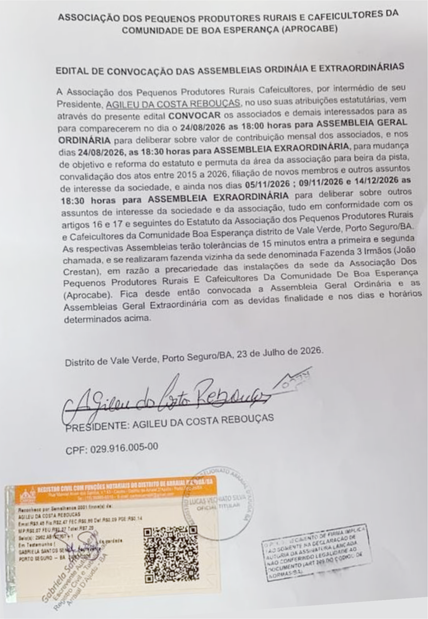 Edital de Convocação