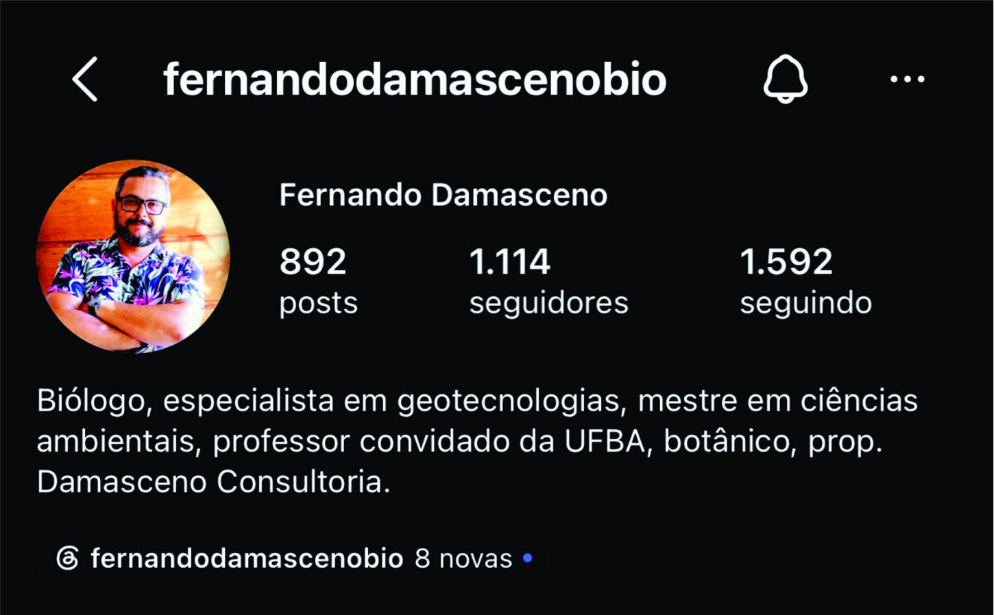 Publicação do Biólogo Fernando Damasceno